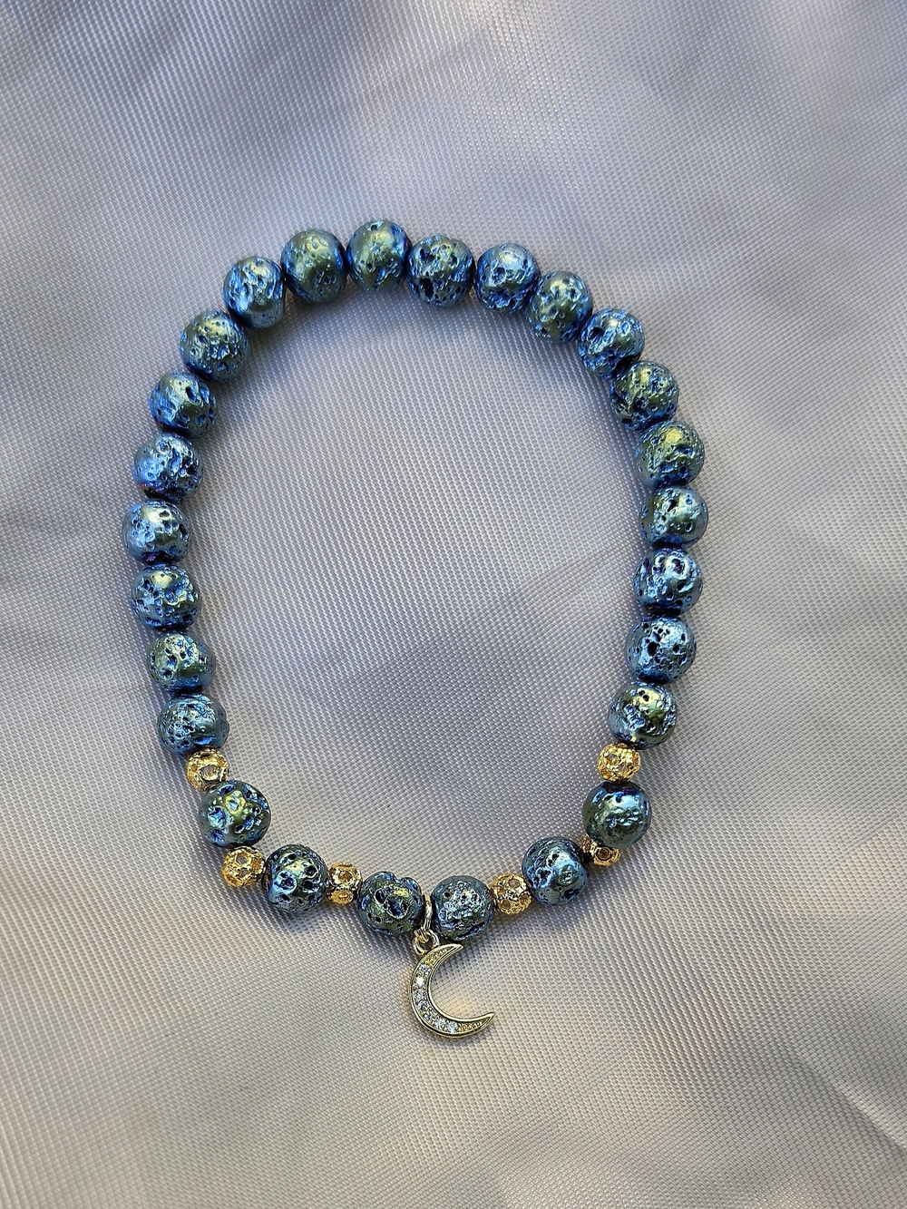 Blue Volcanic Lava Rock Bracelet